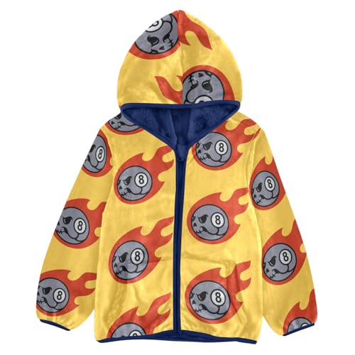 8-ball Billiard Skull Girls Fleece Jacket Girls Fall Jacket Girls Zip Up Hoodie Girls Sherpa Jacket 2-10T