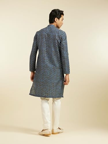 Image of DIWAS by MANYAVAR Men's Art Silk Bandhani Prints Angrakha Style Kurta (1pc)