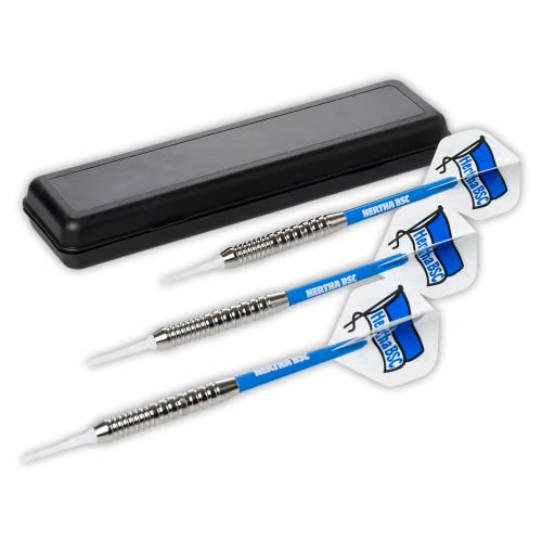 Hertha BSC Dartpfeil-Set Soft, bestehend aus 3 Dartpfeilen inkl. Flights, Etui