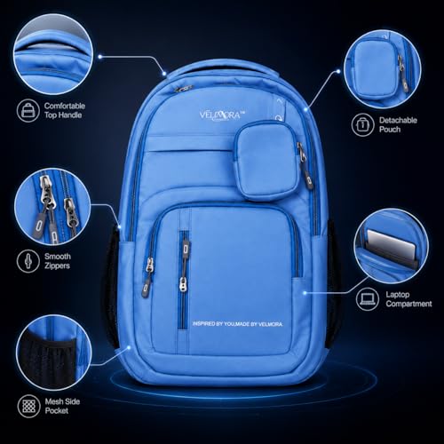 Image of MBW Korean Style Water Resistant 35L Laptop Backpack for Men & Women | Polyester Multi Compartments Bag with Side Pockets & Accessory Pouch | Travel Backpack for Office, College and School