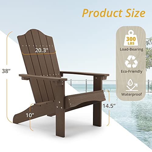 Lue Bona Adirondack Chairs Set Of 2, Dark Brown Poly Adirondack Chair, Modern Plastic Adirondack Fire Pit Chairs Weather Resistant For Patio, Porch, Deck, Pool, Garden, Backyard #TOP2