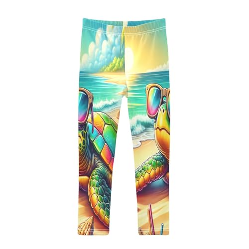 Toddler Girls Leggings Printed Yoga Pants Leggings Turtle Wearing Sunglasses for Kids