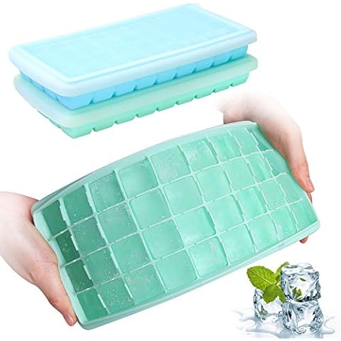 Ice Cube Trays with Lids, GDREAMT 2 Pack Silicone Ice Cube Trays Flexible and Easy Release 36 Ice Cube Molds for Whiskey, Cocktails - BPA Free, Stackable Durable, Dishwasher Safe Cover