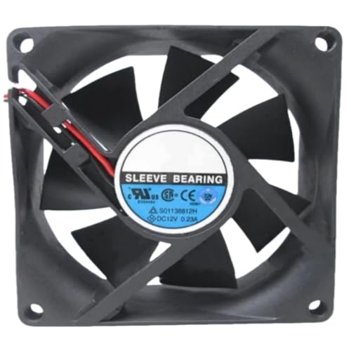 S01138812H Fan 8CM for 12V 0.23A 8025 80X80X25MM 2-Wire Cooling Fan