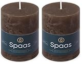 Spaas Vela pilar rústica 70/95 mm 35 h, marrón oscuro (Paquete de 2)