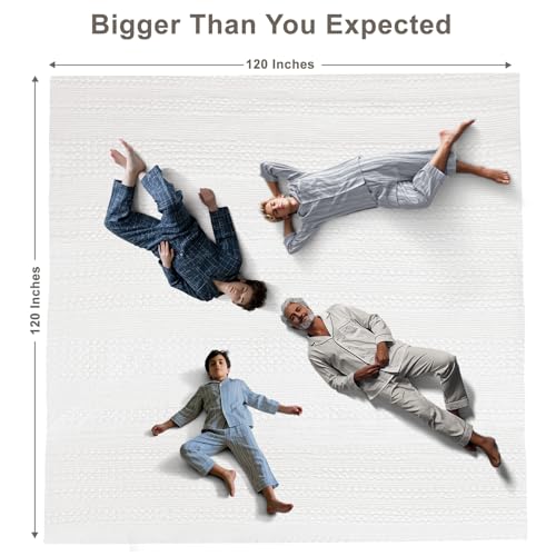 Image of PHF 100% Cotton Waffle Blanket Oversized King 120 inchx120 inch, Lightweight Breathable Extra Large 10'x10' Blankets for Bed, Giant Big Luxury Aesthetic Woven Bedding for Home Decor, White