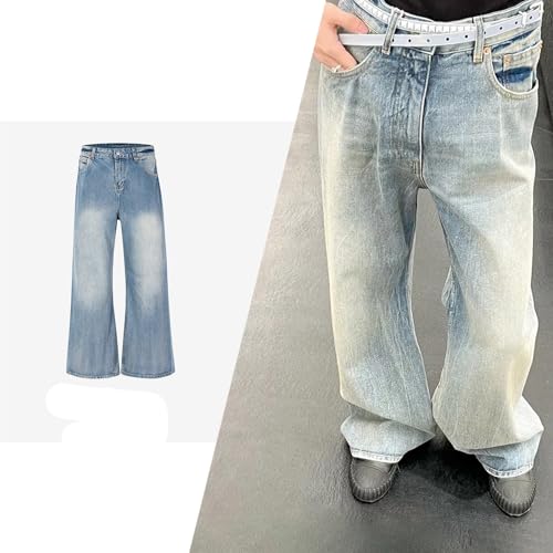 Unisex Long Pants, Wide Leg Washed Jeans, Casual Pants2