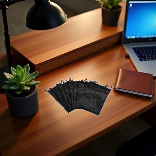 Image of JJLFresheners 10 Pcs Black Sunglasses Eyeglasses Drawstring Cloth Pouch Bag Men's Eyeglass Cases Sunglasses and Eyewear Accessories