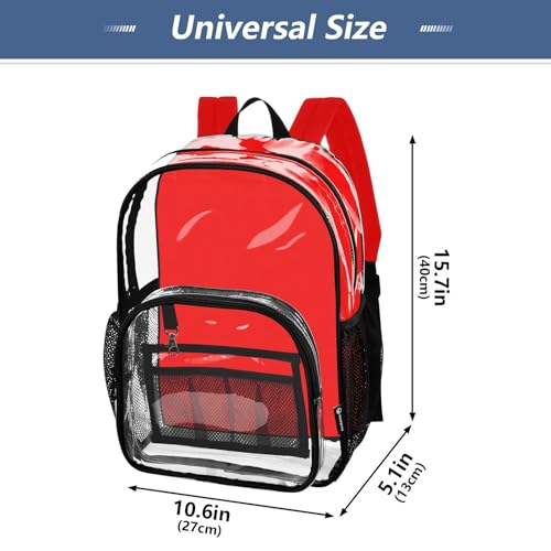 Clear Bag for Women Travel Red Girls Backpack Kids Boys See through Shoulder Bag4