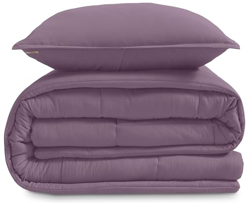 UGG Leonora Comforter Set with 1 Pillow Sham Lightweight Down Alternative Blanket All Season Washable and Hypoallergenic Bedding for College Apartment or Dorm Essentials, Twin/Twin XL, Purple Shadow