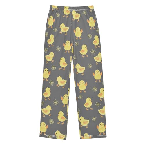 Chick Florals Boys Long Pants Soft Trousers Elastic Waist Kids Lounge Bottoms with Pockets S-XL