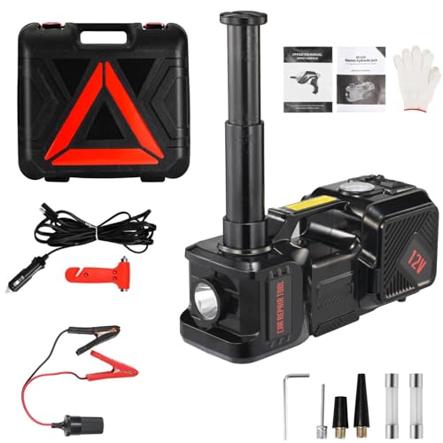 Image of Electric Jack BENYAN 5 Ton Car Floor Jack Kit with Inflator Pump | 12V Portable Car Hydraulic Jack with LED Light for SUV MPV Sedan | Lifting Height Range 6 to 17.7 Inch Black