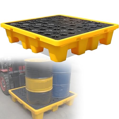 Bac de rétention modulaire pour déversements, Plateforme Anti-déversement de 60 x 60 x 15 cm avec bac de récupération, contrôle des déversements industriels, Stockage sûr et Nettoyage effica