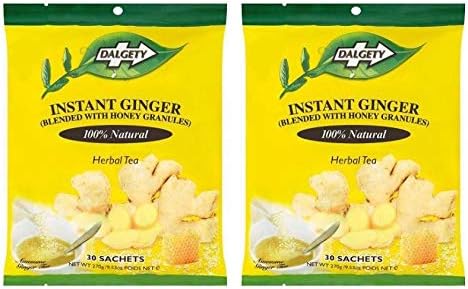 (Pack of 2) Dalgety Instant Ginger Herbal Tea Bag 270g (30 Sachets)- Blended with Honey Granules