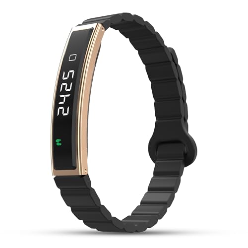 Image of Pebble Arq Smart Bracelet - Digital Display | Heart Rate & SpO2 Monitoring | Sleep Tracker | Sports Modes | Magnetic Strap | Premium Build - Obsidian Gold