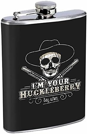 Huckleberry Hip Flask Stainless Steel 8 Oz Silver Drinking Whiskey Spirits R1
