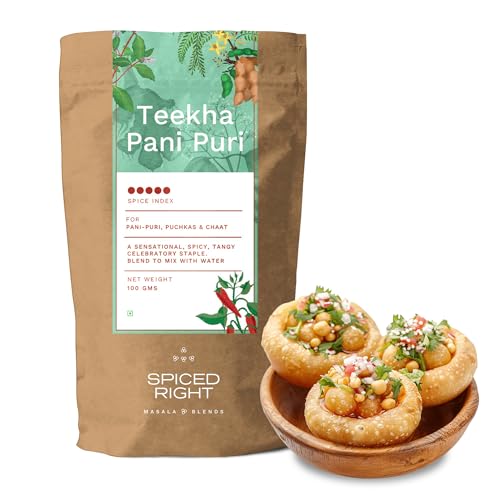 Image of Spiced Right Teekha Pani Puri Masala Powder 100g - Premium Flavoured Golgappa Pani Masala with Authentic Natural Spices | Instant Pani Poori Water Mix for Golgappe & Puchka Lovers