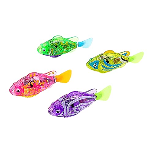 fish robot - Eioflia Swimming Robot Fish Toy for Cat and Dog with LED Light, Interactive Cat Dog Toys 4PCS Random Color