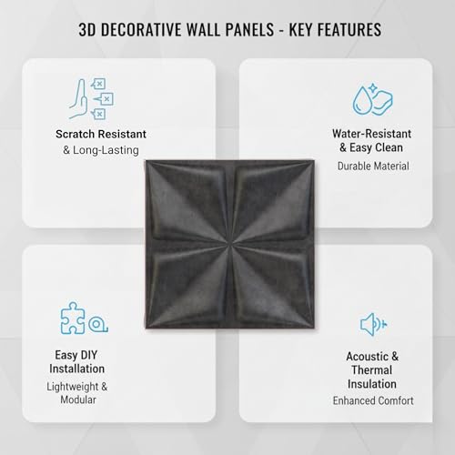 Image of Kayra Decor 3D PVC Wall Panel Bloom Design, Nexa Gray Color 19.7 inch x 19.7 inch (Pack of 18) - Covers 48.51 Sq. Ft.