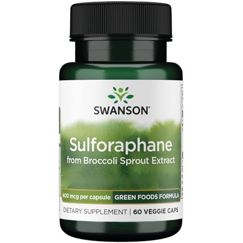 Swanson Broccoli Sprout Extract with Sulforaphane 60 Vegan Capsules high Strength Vegetarian Soy Free Gluten Free Non-GMO