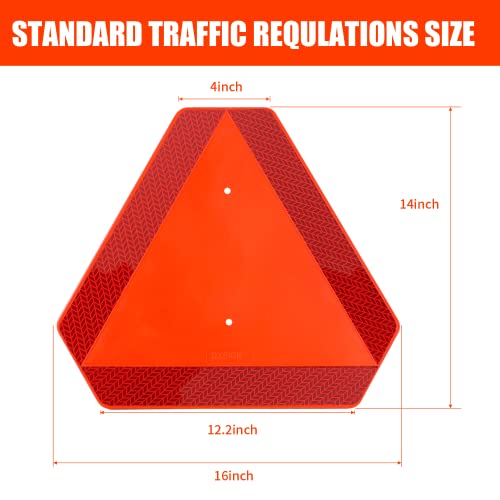 Slow Moving Vehicle Triangle Sign, Smv Sign, Orange Safety Triangle, Plastic 14"X16"X0.16"/5Mm Thick, Diamond Grade Reflective Up To 7 Years Outdoor For Golf Cart Accessories,Utv(Plastic) #TOP5