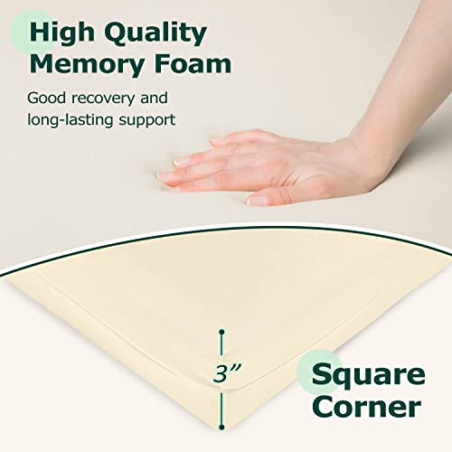 Harborest Indoor/Outdoor Chair Cushions Set Of 4 Waterproof,Square Corner Outdoor Cushions For Patio Furniture - Patio Chair Cushions With Ties,18.5"X16"X3",Beige #TOP2