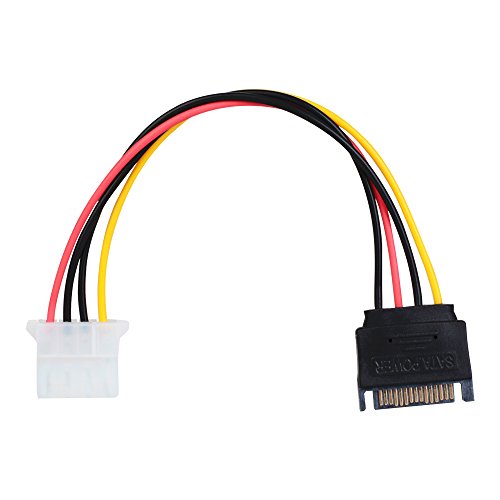 Sata Power Cable Adapter 3 Pack Sata 15 Pin Male To Molex Lp4 Female Power Cable 8-Inch #TOP1