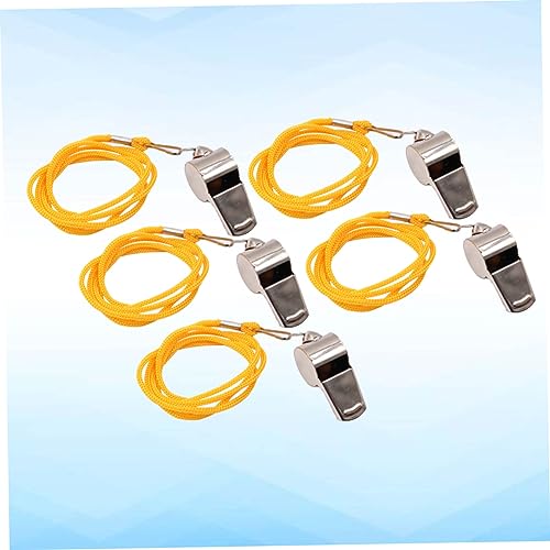 Set de 5 silbatos deportivos de acero inoxidable con cordón miniatura 4
