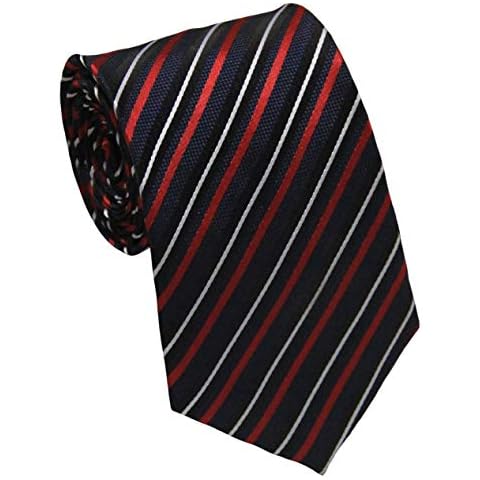 Soophen Mens Necktie Classic Stripe Necktie (25.Black) Cover