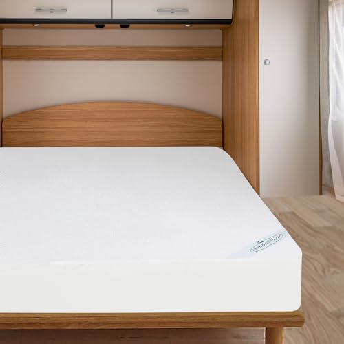 RV Short Queen Terry Mattress Protector Waterproof for 75''×60'' up to14'' Depth, Ultra Soft & Breathable Smooth Top Fitted Mattress Cover Skin-Friendly Machine Washable Mattress Protector