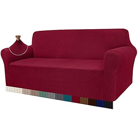 Granbest - Funda de sofá de Alta Elasticidad, diseño Moderno, Jacquard, Rojo Vino thumbnail