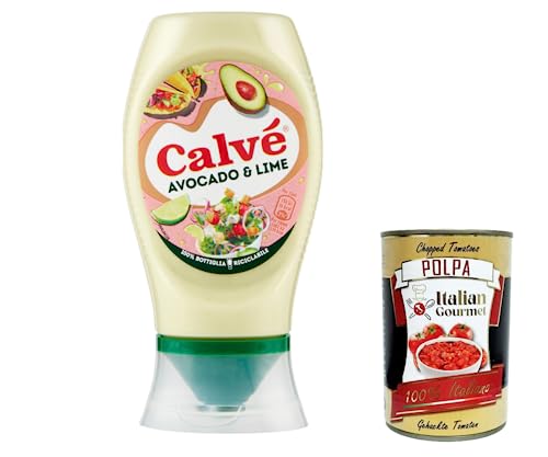 6 x Calvè aguacate e lime sabor delicioso y equilibrado, salsa ideal para Pokè, Tacos, Nachos y hamburguesas de verduras, 250 ml + Polpa Italian Gourmet 400 g