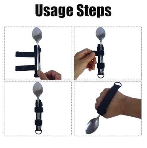 2PCS Adjustable Holding Cutlery Makes Ideal Grip Aid for Holds Utensils Tools,Spoon Fork Universal Cuff Utensil Holder Strap,Suitable for Elderly or Individuals with Weak Grip (2) - Image 4