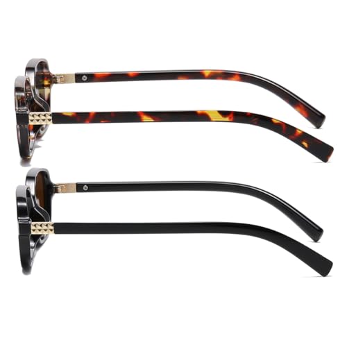 JOVAKIT 2Pcs Retro Rectangle Sunglasses for Women Men Trendy Small Square Sunglasses 90s Vintage Shades3