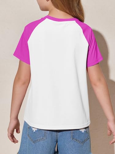 Image of Imily Bela Kids Girls T Shirts Casual Raglan Short Sleeve Crewneck Color Block Summer Tees 5-14 Years