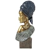 FIGURA BUSTO AFRICANA RESINAAZUL/DORADO 18X9X42CM