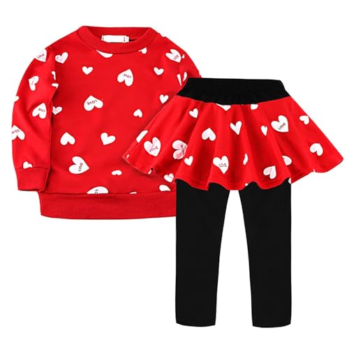 Tenue Valentine douce bébé ensemble 2 pièces anti irritation sweat imprimé cœur pantalon enfant