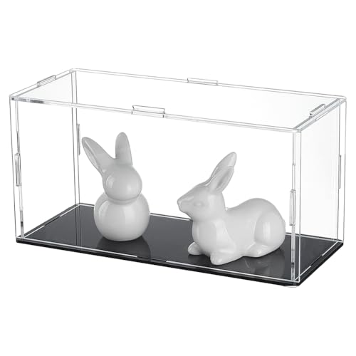 FINGERINSPIRE Vitrine Aus Acryl 20x8x10cm Modellvitrine Mit Gummis Vitrine Aus Acryl Mit Schwarzem Boden Transparente Schaukästen Zum Zusammenbauen Schauhalter Für Minifiguren Modelle