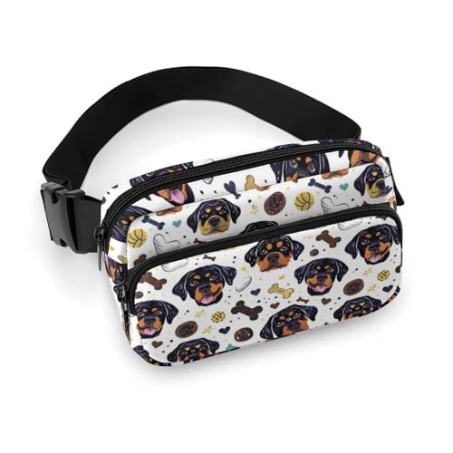 Cute Rottweiler Dog Print Fanny Packs Crossbody Bags for Women, Fashion Waist Belt Bag Fanny Pack