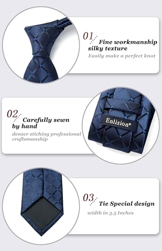 Image of Enlision Ties for Men Solid Color 3.35 inch Formal Business Necktie Classic Satin Mens Wedding Party Ties