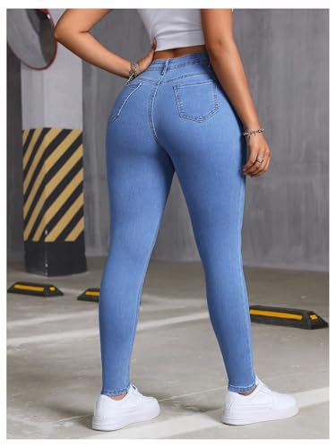 SOLY HUX Women's High Waisted Stretch Denim Pants Tummy Control Casual Skinny Jeans Leggings3