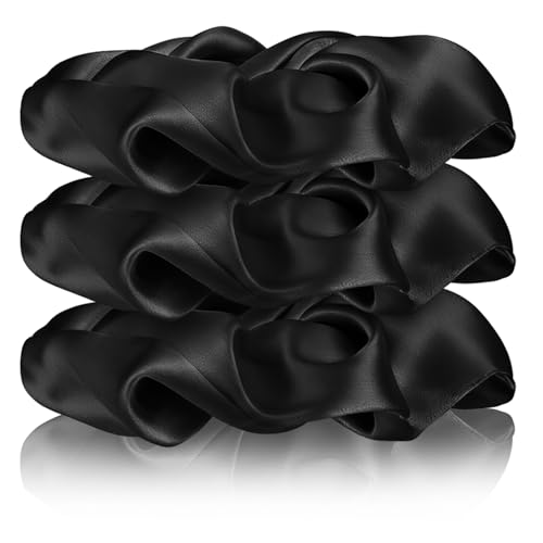Oumida 3 Piezas Coleteros de Satén, Scrunchies de Seda para Mujer y Chica, Suave Gomas Scrunchies, Gomas Del Pelo Cuidado Del Cabello Sin Dejar Rastros (Negro × 3)