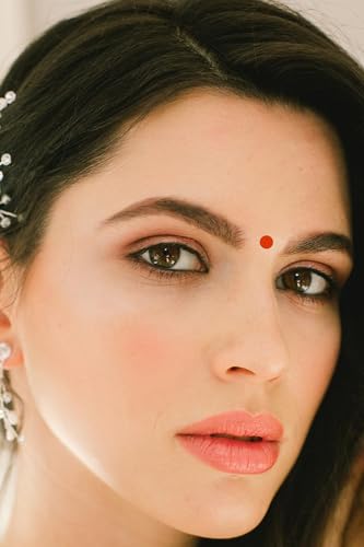 Image of Comet Busters Round Velvet Bindi for Women (BF-1) (Orange-3mm) (Pack of 10)