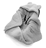 Einschlagdecke Babyschale Baby Decke Winter – Kinderwagenzubehör Neugeborene – Fußsack Autositz – 90x90 cm – 3- und 5-Punkt-Gurtsystem – Winterdecke Baby – Neugeborenen Ausstattung 0–12 Monate - Grau