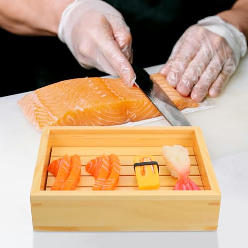 Plato rectangular de madera para sushi y sashimi miniatura 6