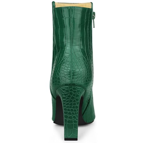 Allegra K Women's Printed Pointed Toe Chunky Heels Ankle Boots3