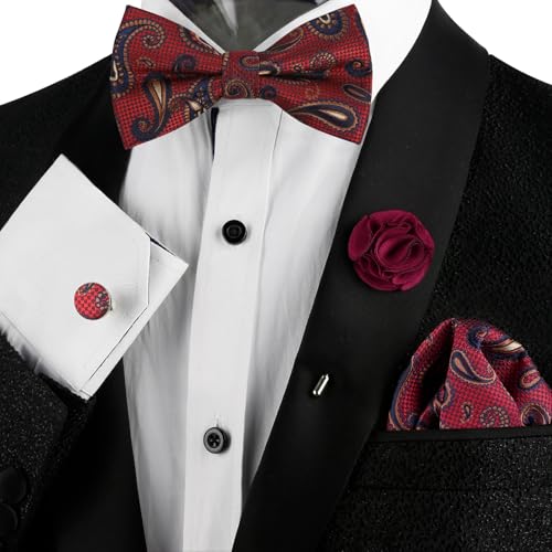 Image of Alizeal Mens 4pcs Vintage Paisley Bow Tie Set