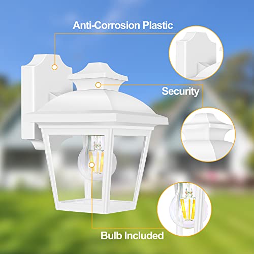 FUDESY Outdoor Wall Lantern, Exterior Waterproof Porch Light, Plastic Material Wall Sconce Light Fixture for Front Door, Garage, Patio, White, FDS746E26W (Bulb Included) - Image 3