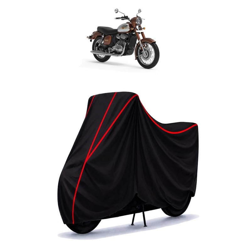Image of Jawa 350 Water Resistant Bike Cover for All Motorcycles & Scooters | Heavy Duty Premium Taffeta Fabric | UV Protection, Dustproof, Scratchproof | All Weather Two Wheeler Body Cover with Elastic Bottom