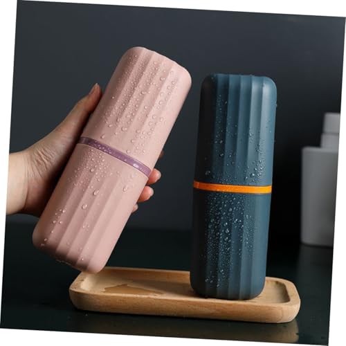 KITCHENKARATLY 2個 多機能携帯用歯ブラシ収納ケース コップ付き軽量トラベル歯磨き容器 密閉設計で衛生的 旅行 出張 ピクニック用歯磨き粉収納ボ